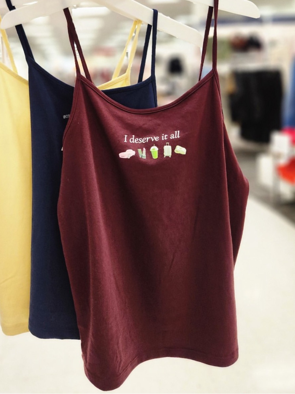 Women’s Maroon Graphic Cami Tank Top - I Deserve It All L NWOT